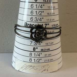 Antiqued Gold-Tone Wire Cuff Bracelet with Rose Flower